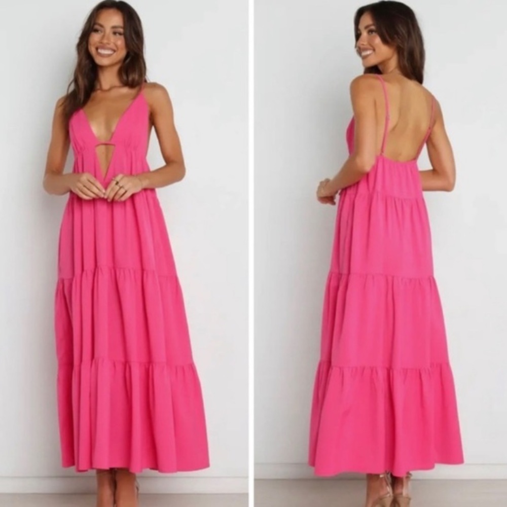 Pink Sleeveless Maxi SNDYS Indigo Dress tiered L revolve NWT fall casual $120